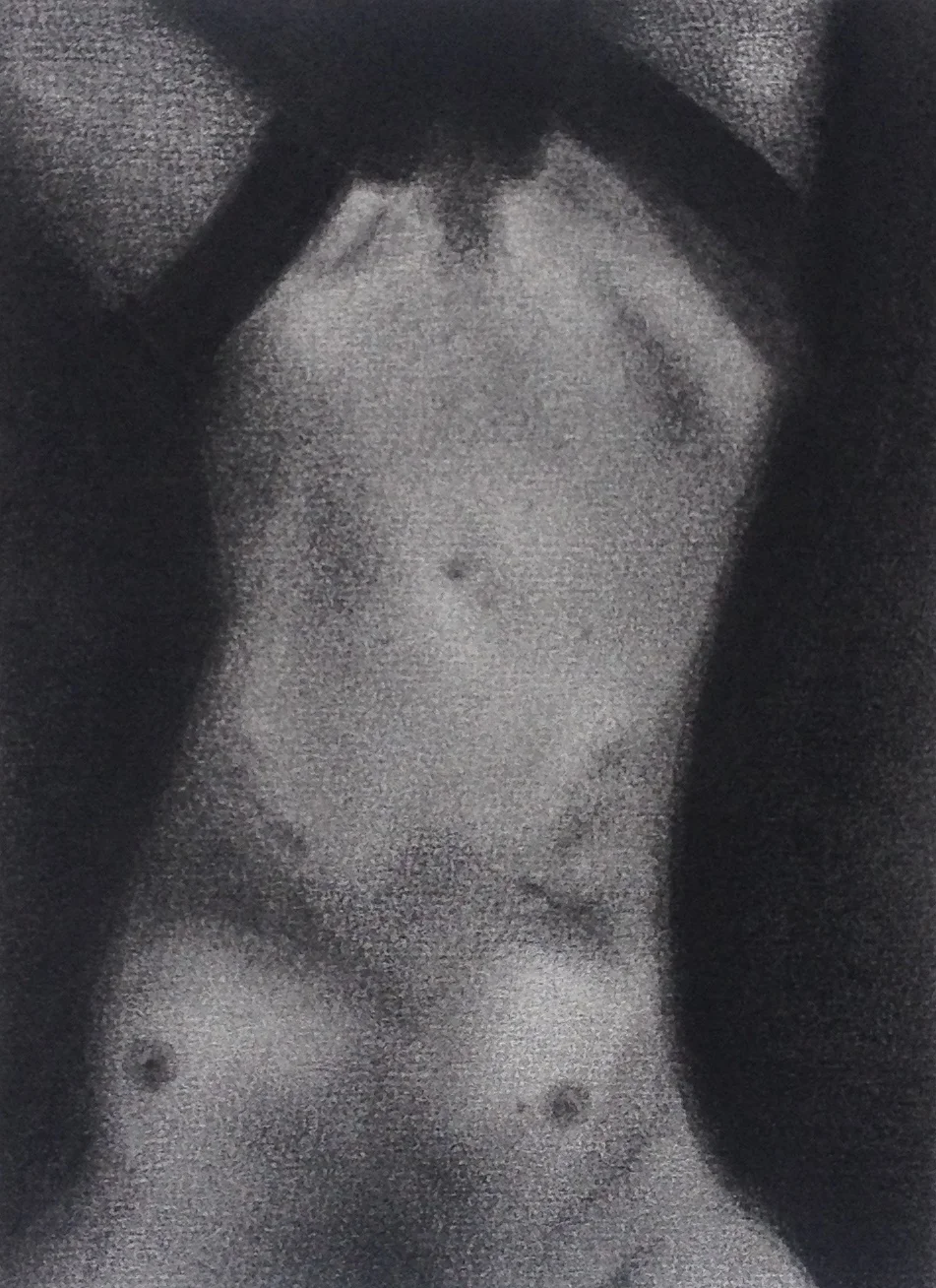 Reversed - charcoal and black stone on paper, 2016 - 14x19cm