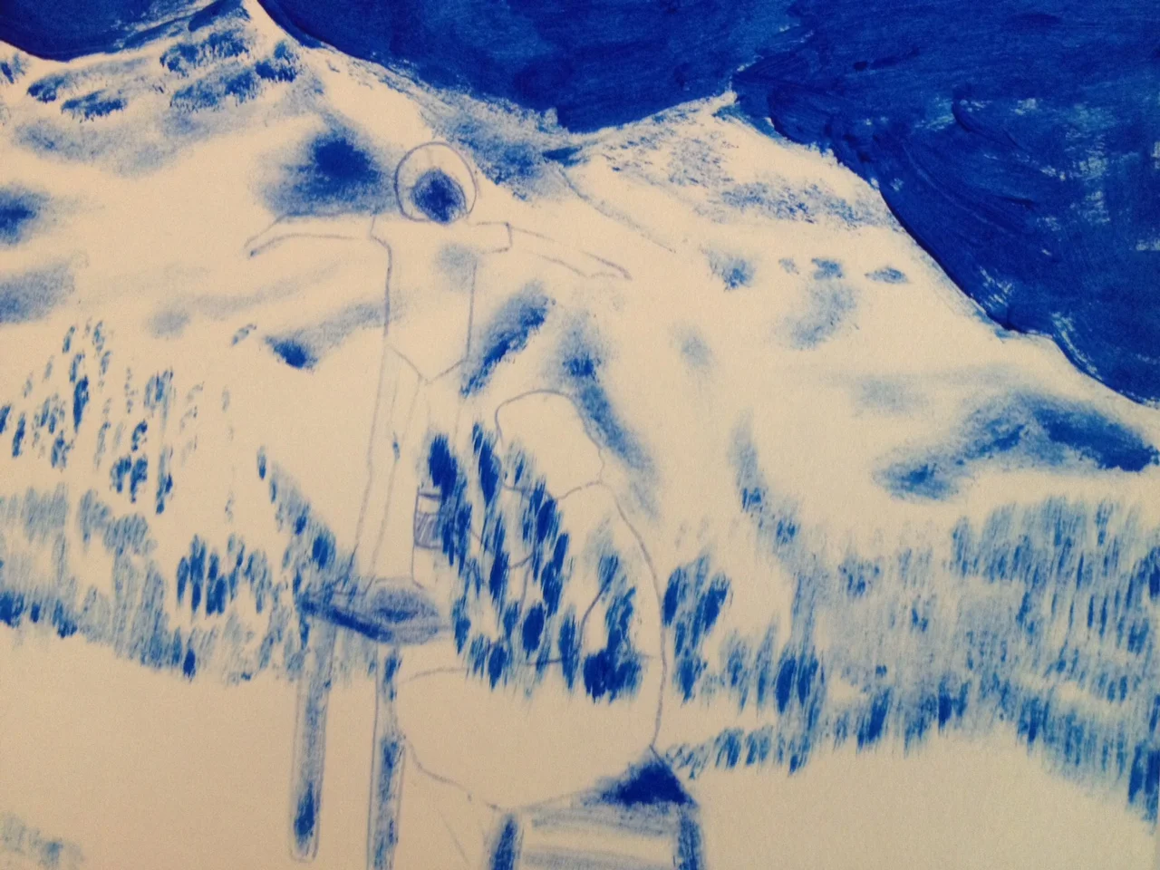 Jeune garçon et la femme qui boit - acrylic on paper, 2015 - 15x21cm