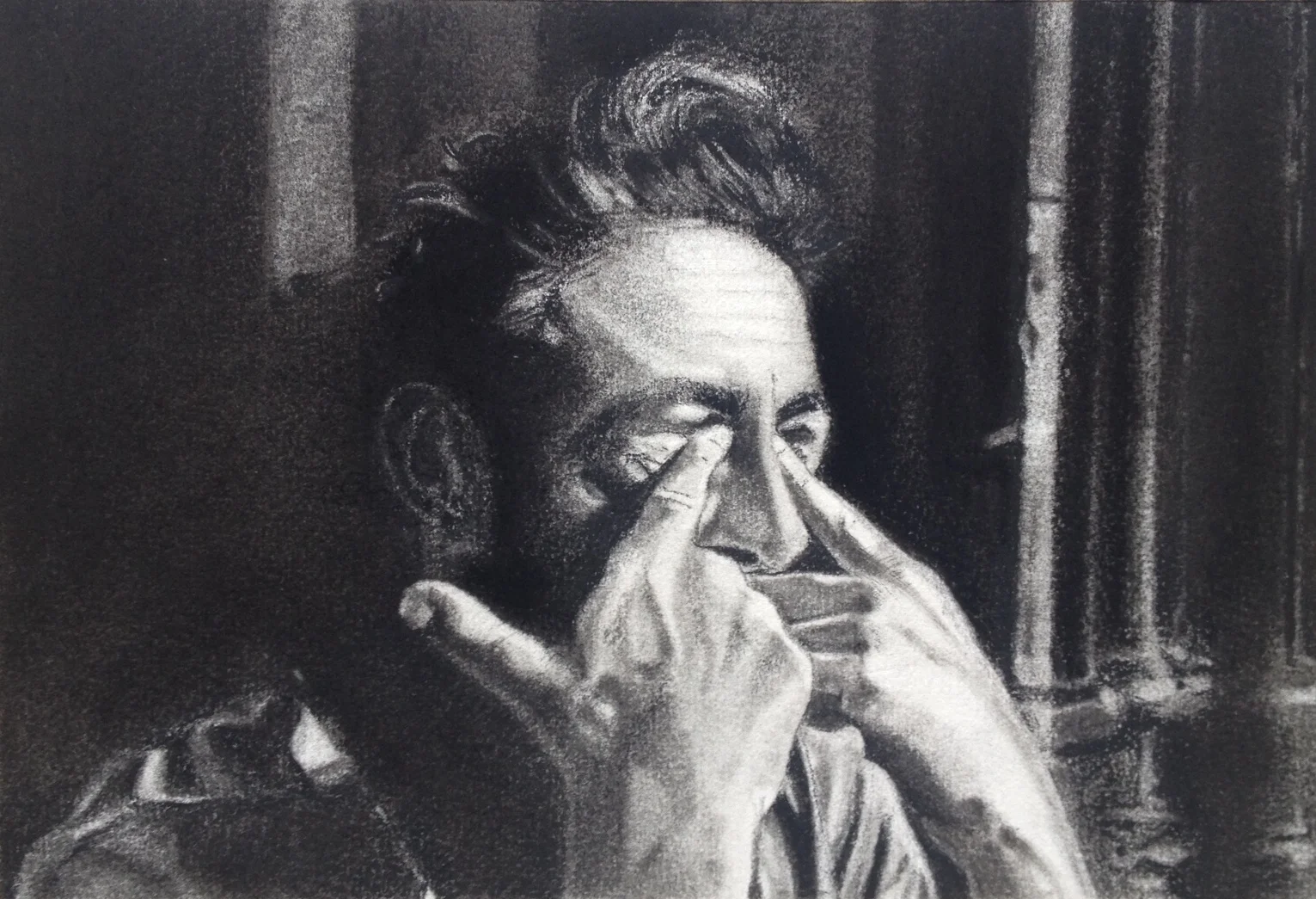 Blinded - charcoal and black stone on paper, 2016 - 14x19cm