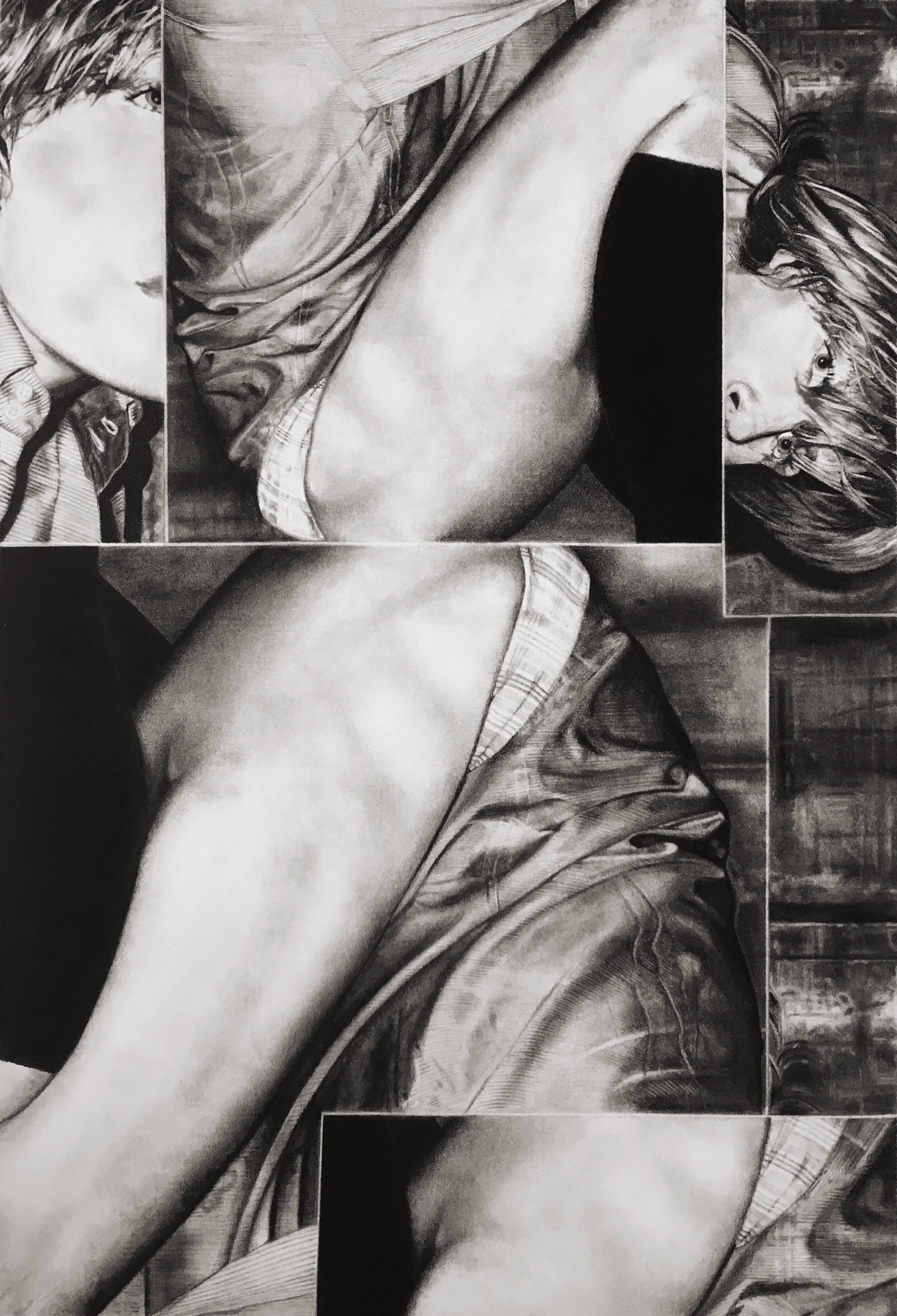  Straggled II- (d'après Matthias Vriens) charcoal on paper, 2020 - 53 x 75cm 