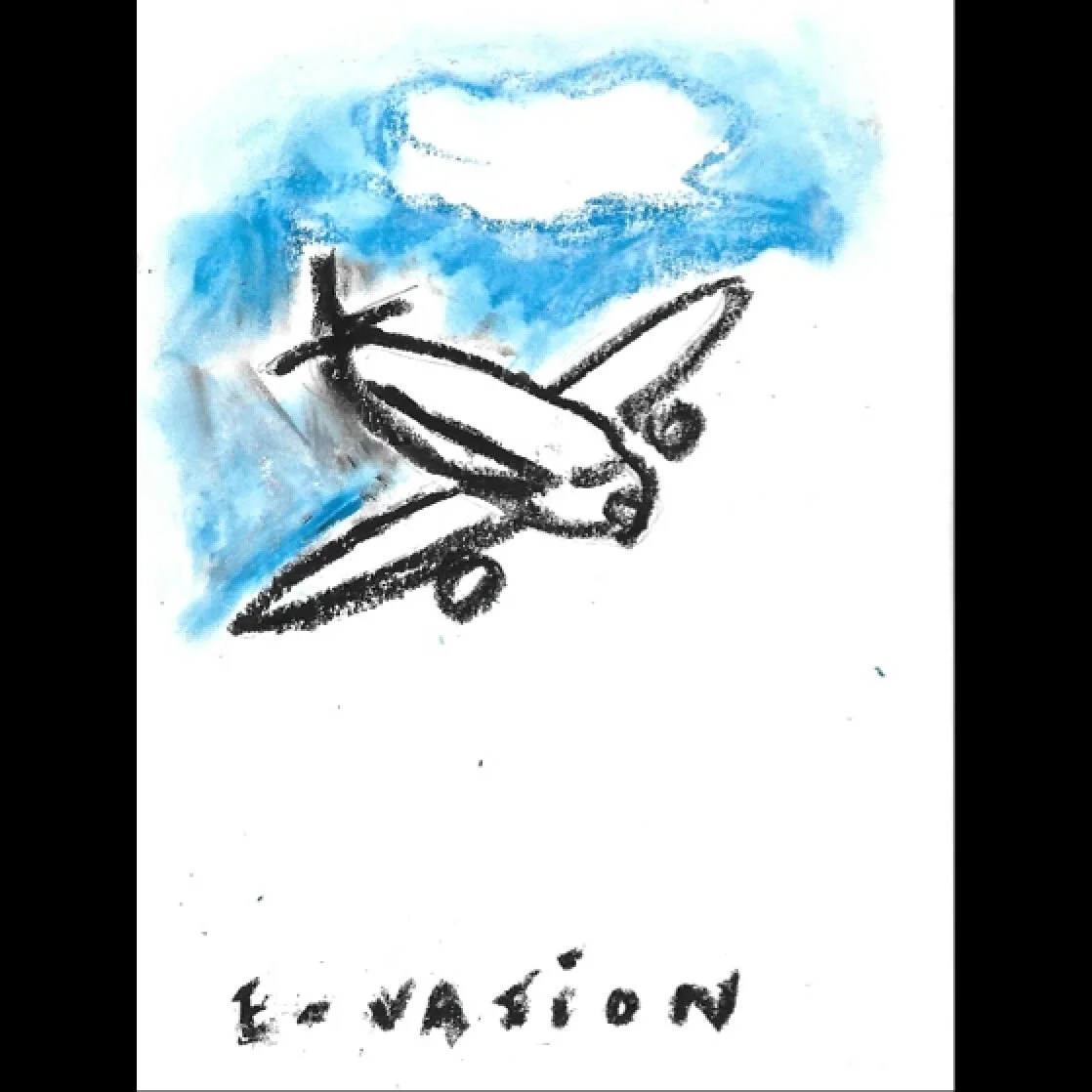 E-vasion - oil pastel on paper, 2020 - 15x21cm
