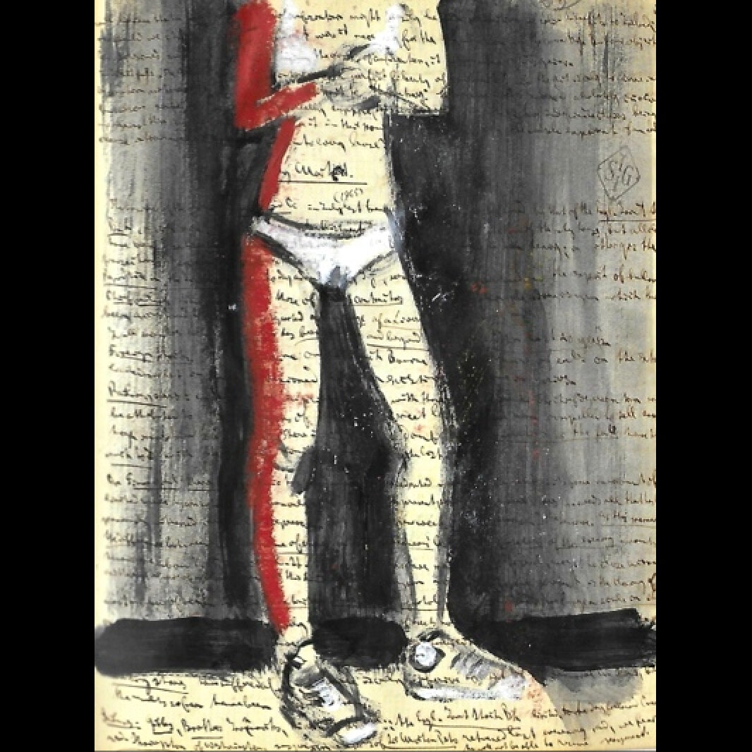 With virtual love III - acrylic and oil pastel on paper, 2020 - 15x21cm