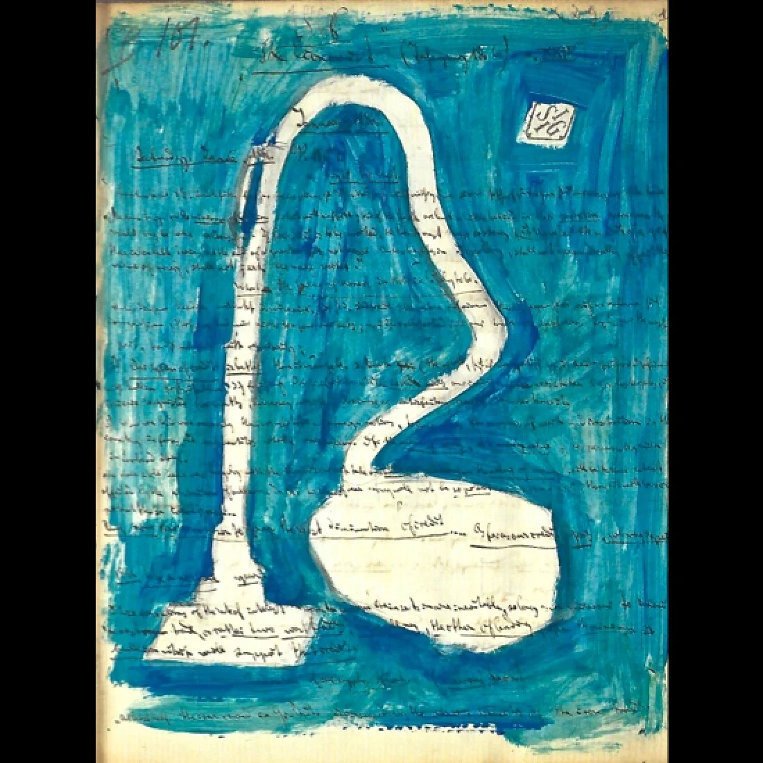 Moi et le ménage I (Out of the blue) - acrylic on paper, 2020 - 15x21cm