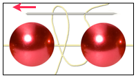 HALF HITCH KNOT Create this knot by looping thread between two beads,then passing the needle through the loop. The knot is hidden between the beads.