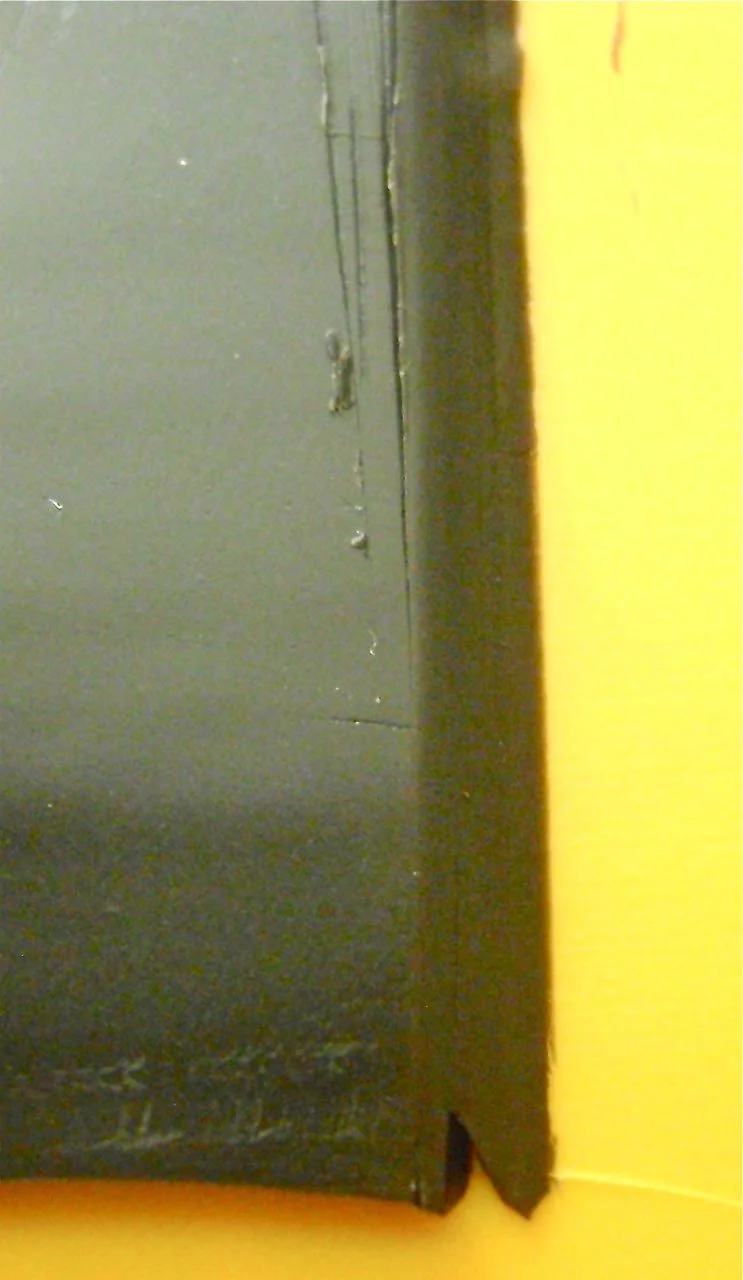step 3 - With a blade, cut the side to be joined on both pieces at an angle with a slicing blade. Cut the top side of one and the under side of the other so the two won’t create excess bulk at the seam when joined. Blend together.