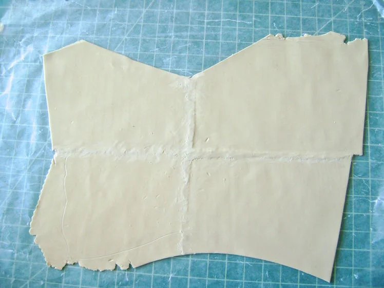step 4 - When you have four pieces joined together that will accommodate the size of the template, use a sculpting tool to blend the seams.