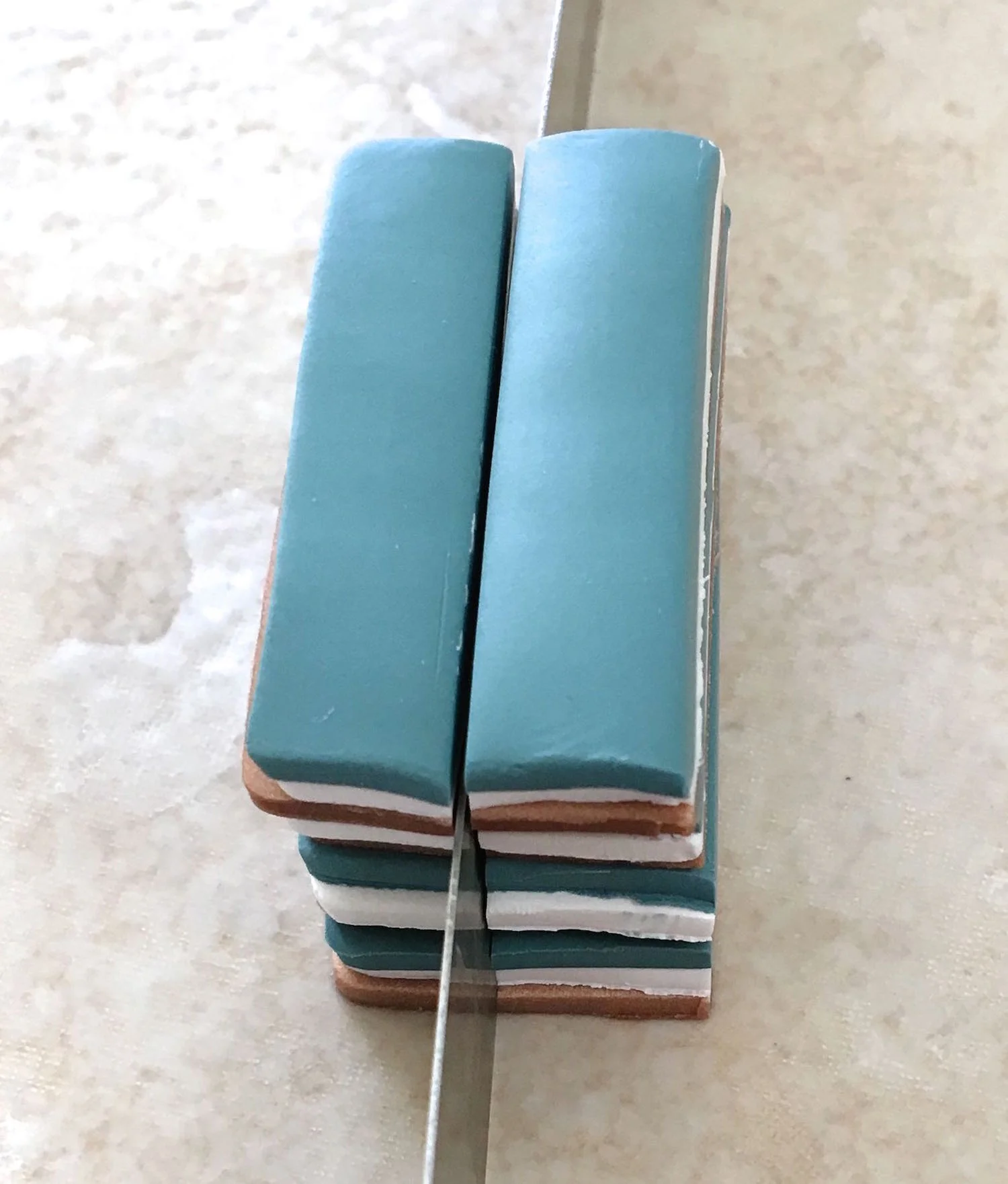 step 3 - Slice through the stack and stack it again.