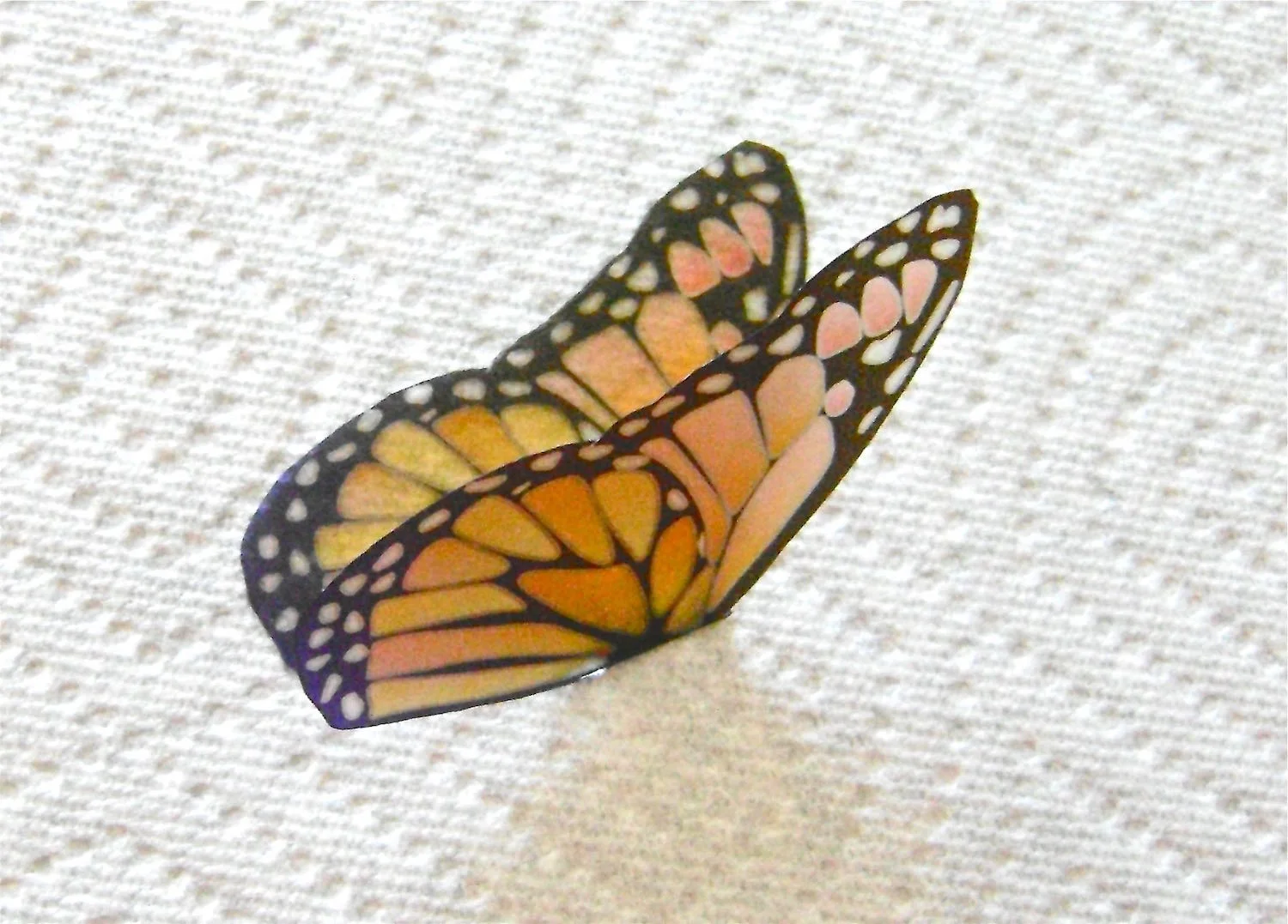 step 5 - Use small scissors to cut out the shape. Match up the cut wings and form a crease in the center of the butterfly.