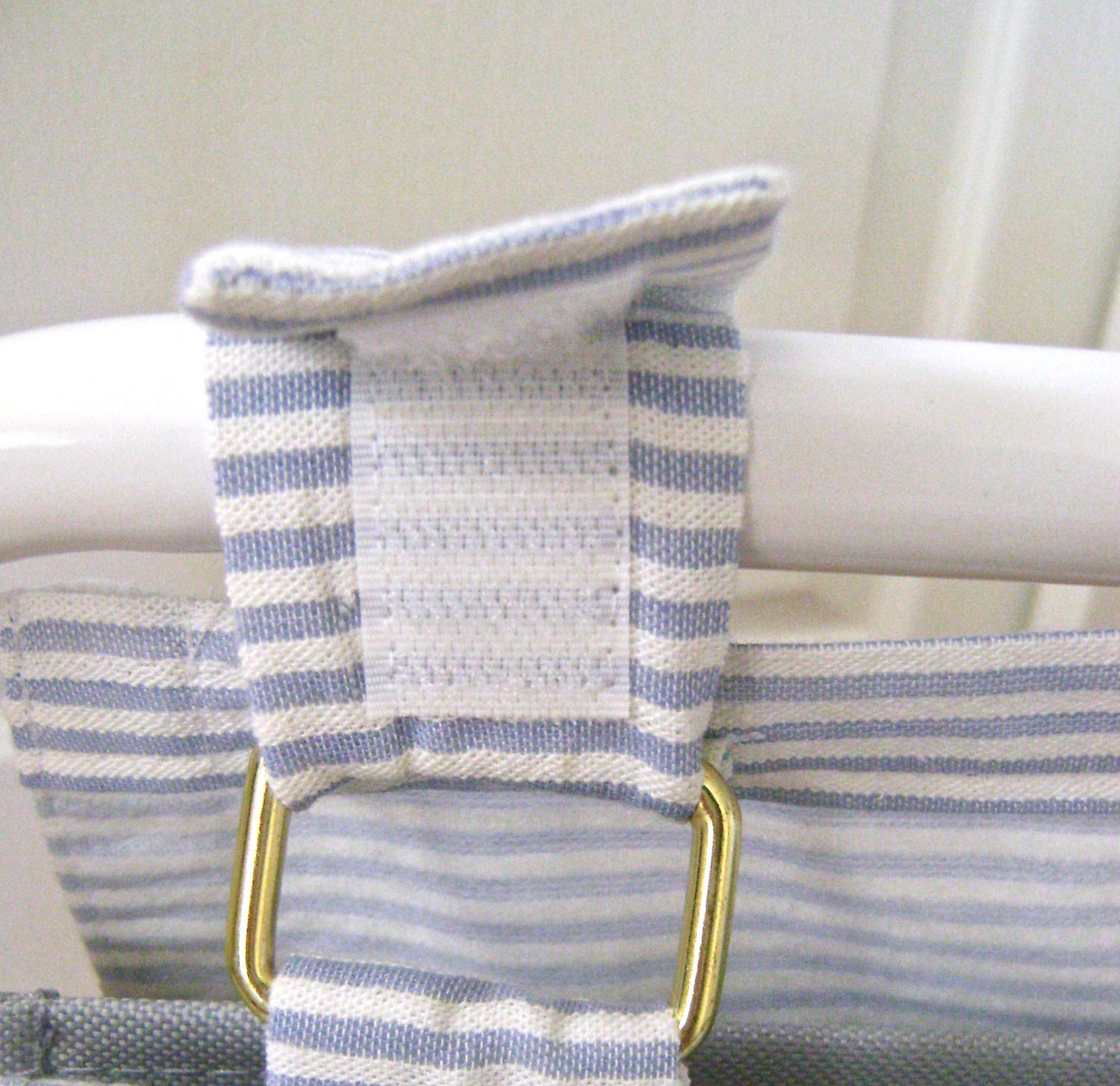 step 17 - Stitch velcro strips to each strap - one to an inside strap and one to an outside strap so they will overlap and fasten.