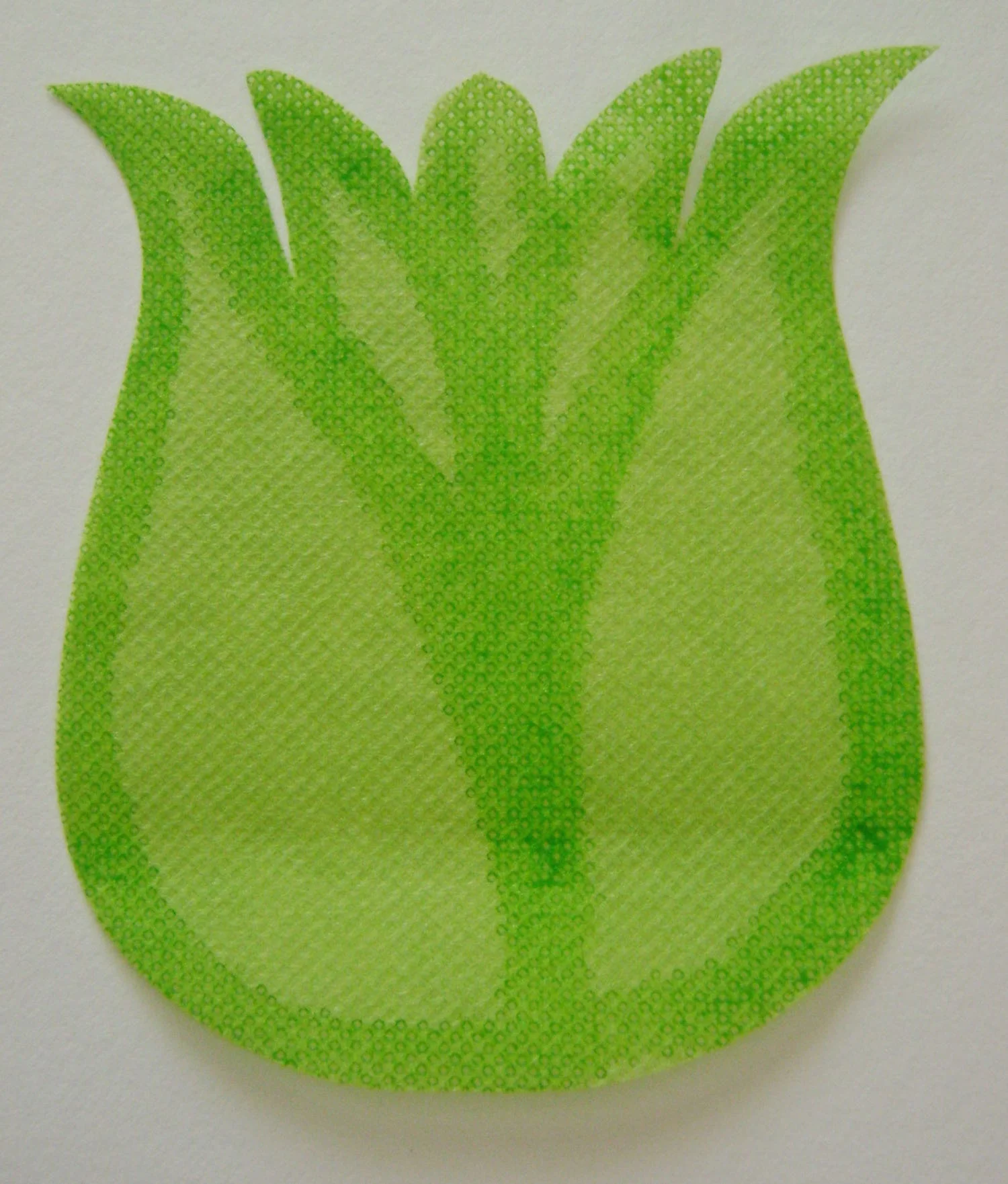 step 10 - Using alcohol markers, outline each tulip. Use another color or a blender marker to spread the color into the outlined spaces. The marked side will be the tulip front. 