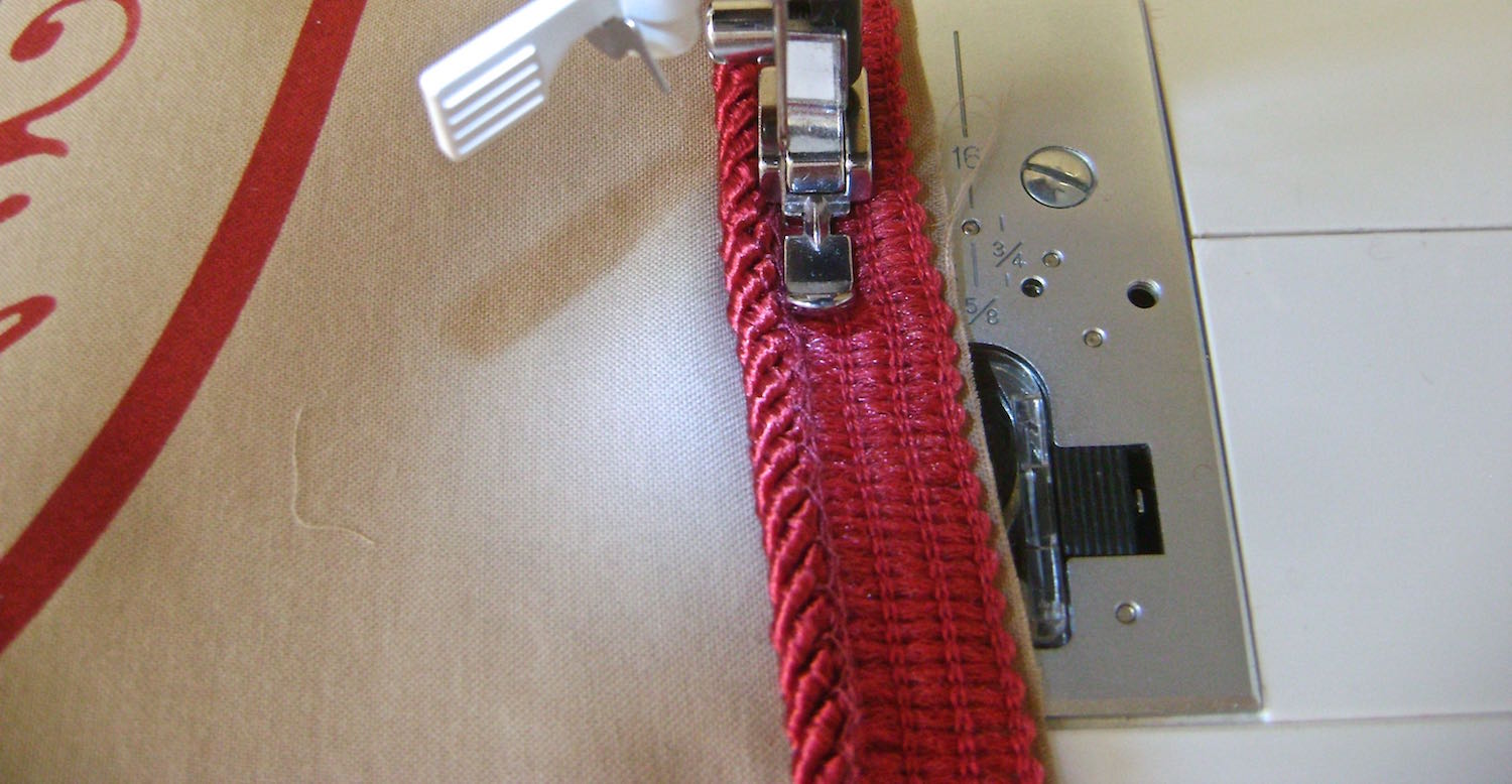 step 11 - Using a zipper foot, sew close to the cord on all four edges of the fabric.