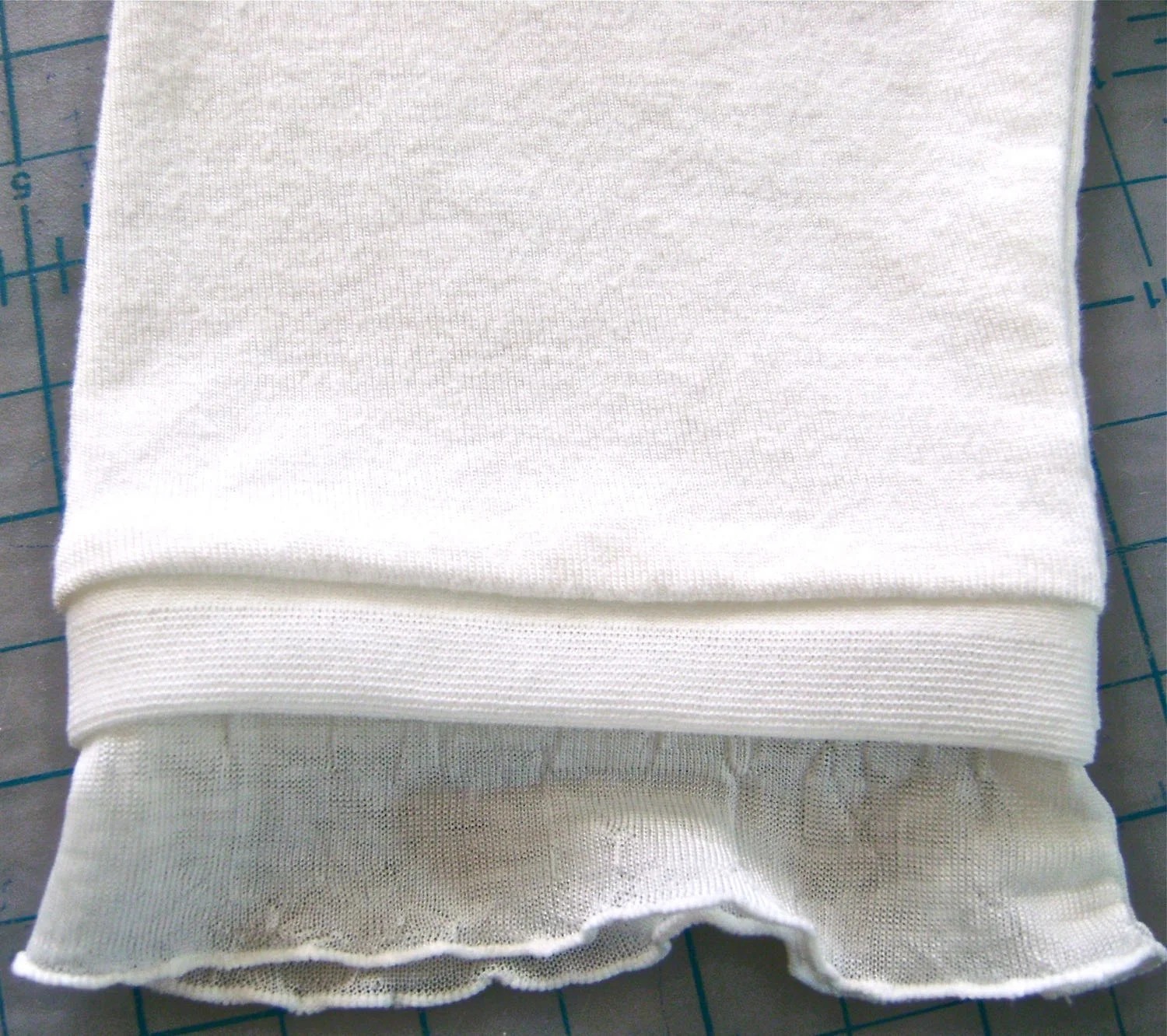 Optional: Sew one or two rows of ruffles to the sleeve edge.