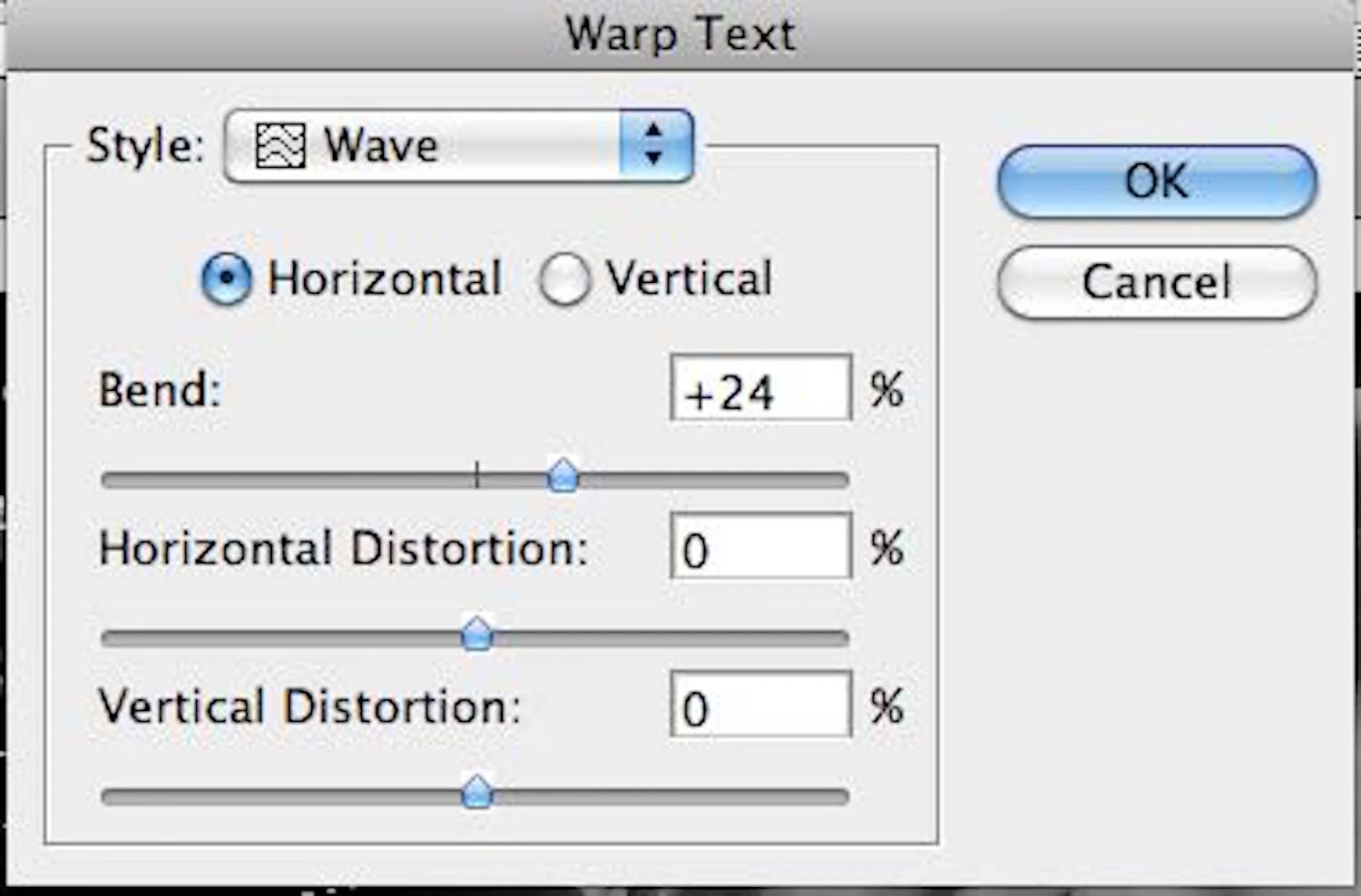 step 3 - Under Style choose Wave. Move the slider under Bend to +24%.