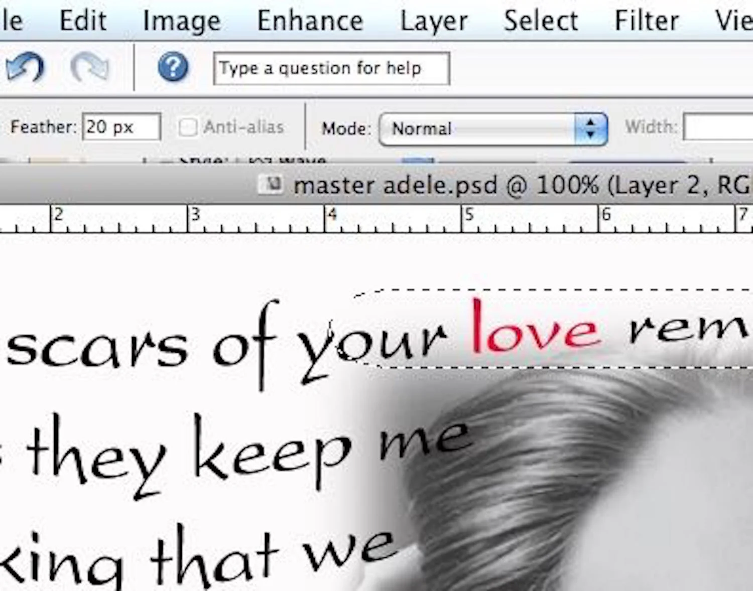 step 4 - Soften the edges of the image by feathering it with 20 or more pixels.