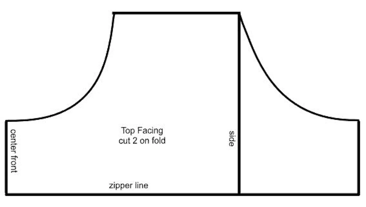 step 1 - Download and cut out the Top Facing pattern on folded paper aligning the pattern front to the paper fold. The completed pattern piece will measure 16” across. 