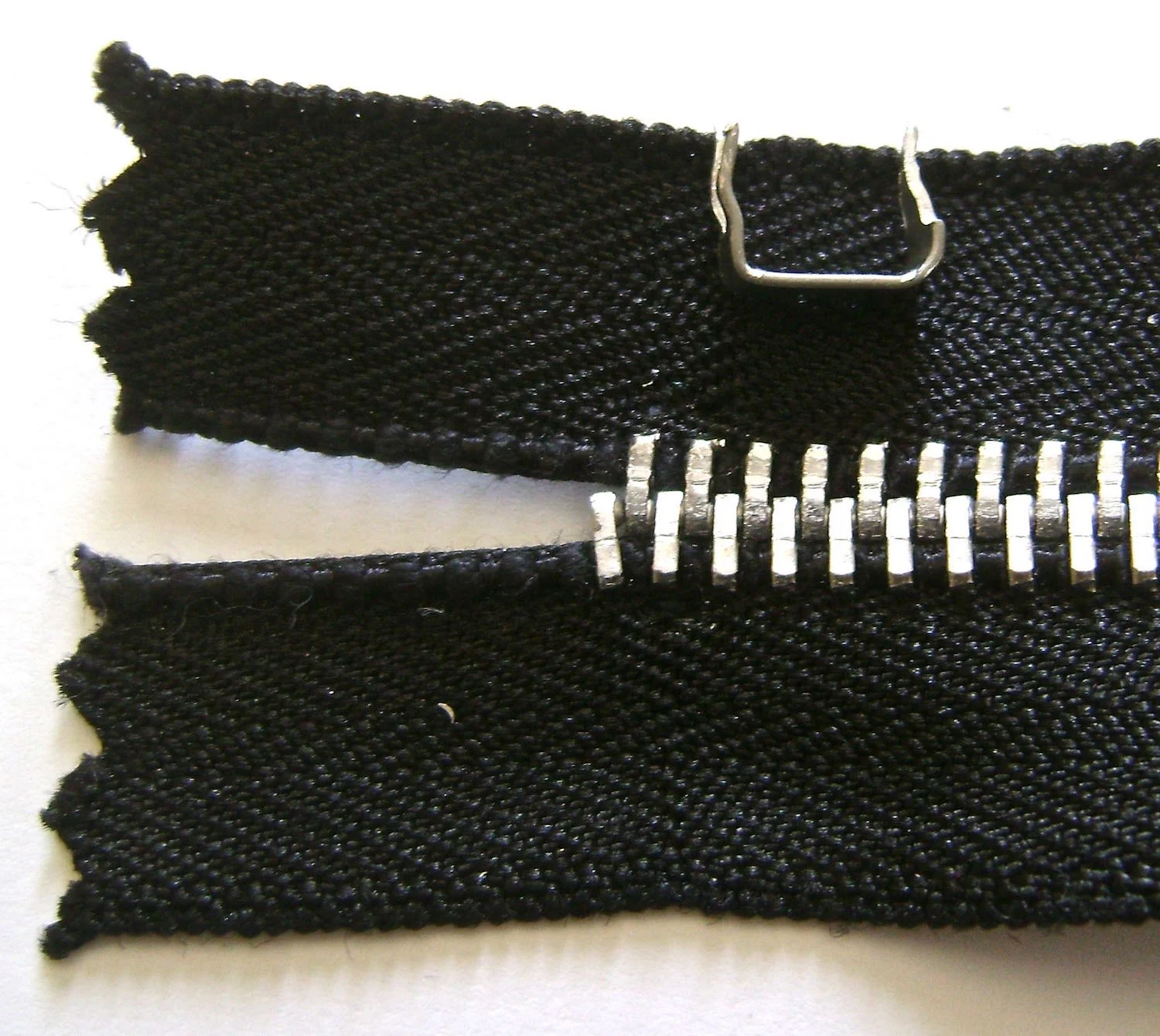 step 5 - Front Zippered Pockets Cut along the pocket zipper line on both pocket pieces. If you are attaching special zipper pulls, remove the metal tab at the bottom of the zippers as well as the existing zipper pull. If you are using the zippers as they are, skip step #6.