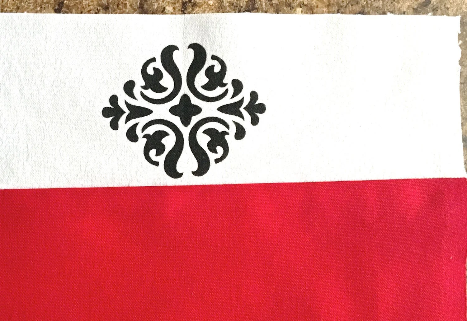 step 3 - Sew red panels to the white panels.