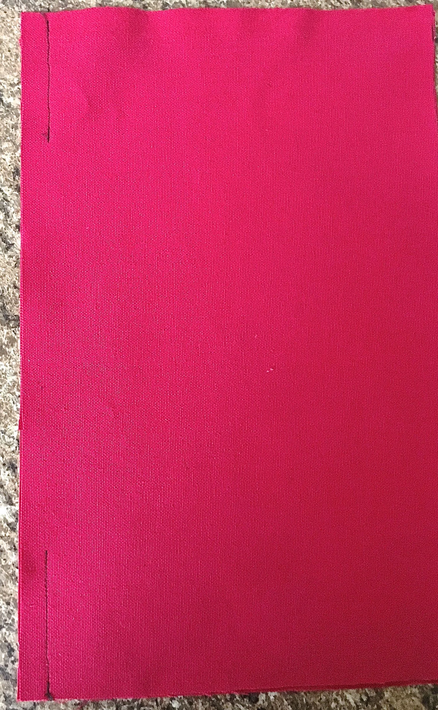 step 9 - Lining Sew the two long edges with right sides facing each other. Stitch only 2.50” from the outer edge. Machine baste between the stitching.