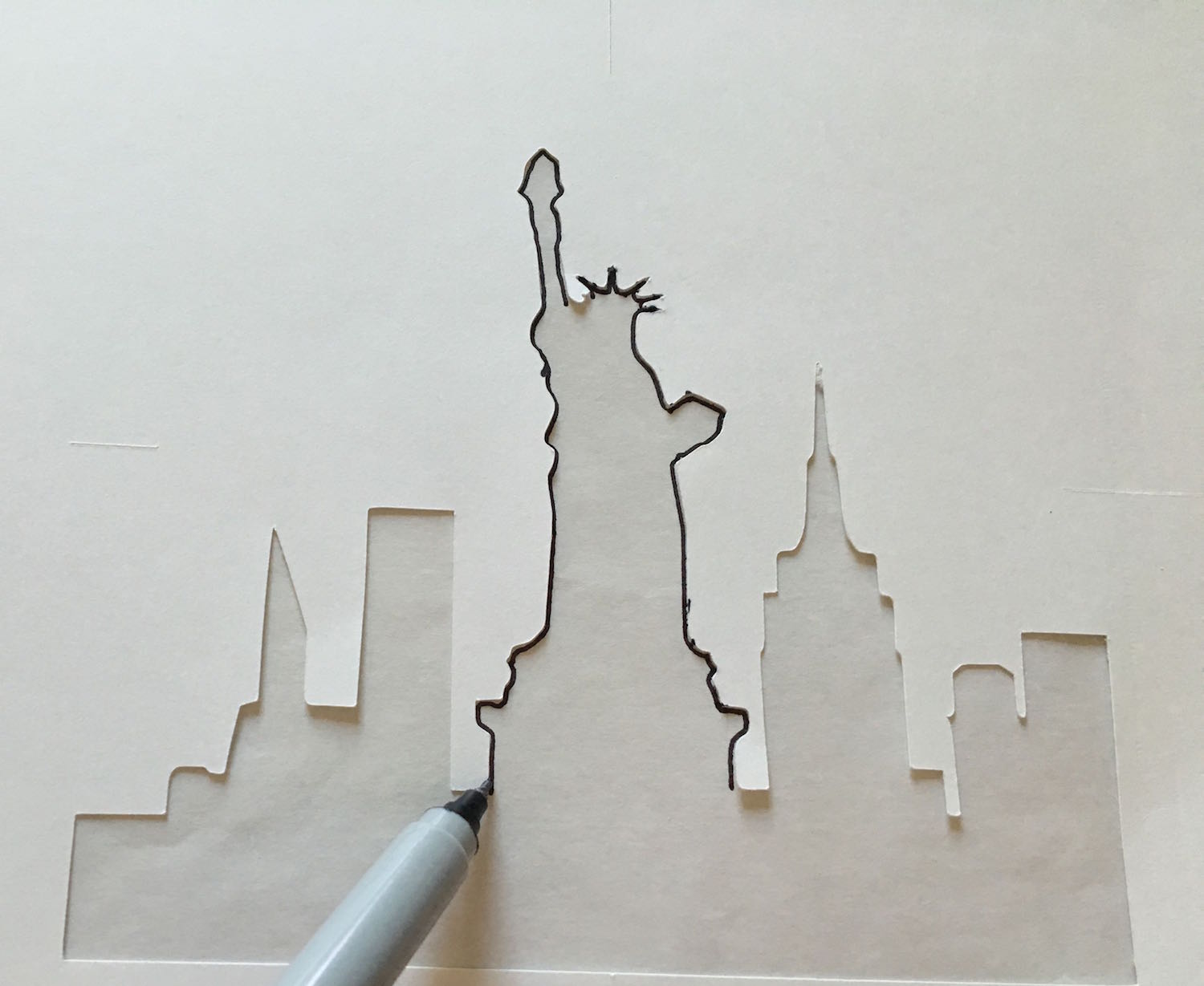 step 3 - Trace the card stock stencil image onto the Adhesive sheet.
