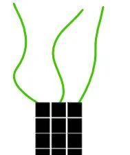 step 7 - When your three strands are complete you will have three tails on the black end of the work and three on the silver end.