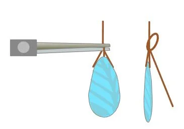 step 5 - Remove the pliers and reinsert them into the curve. Wrap the long wire against the bottom of the pliers creating a loop. (Right images is a side view.)