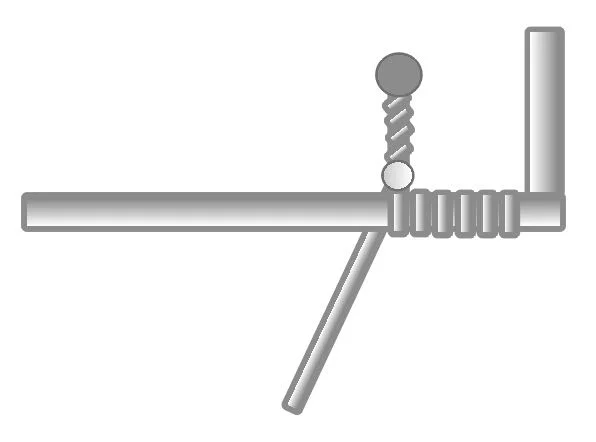 step 5 - Pull the silver bead into the bend, then twist the bead causing the wires between the silver and seed beat to wrap around each other.