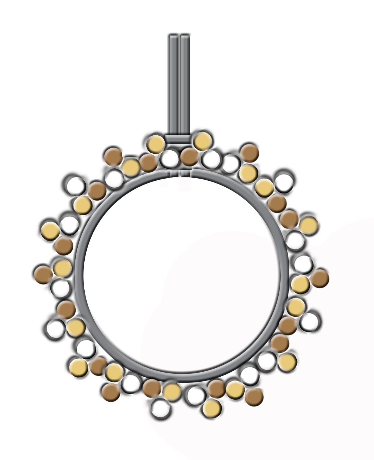 step 8 - Add three more beads to the wire and repeat these same steps until the entire circle is filled. Finish at the center top by wrapping the wire three times and clipping off the excess. Smooth the sharp wire end.