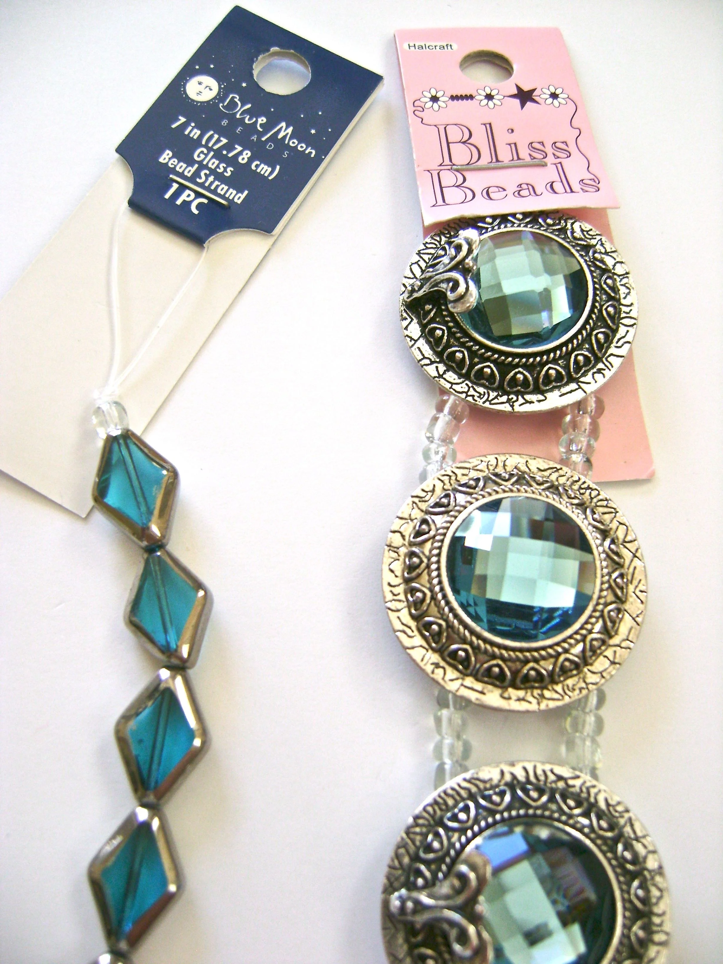 Blue Moon and Bliss Beads - The Focal Bliss Bead measures approximately 1.25”. Diamond shape beads measure .50”.