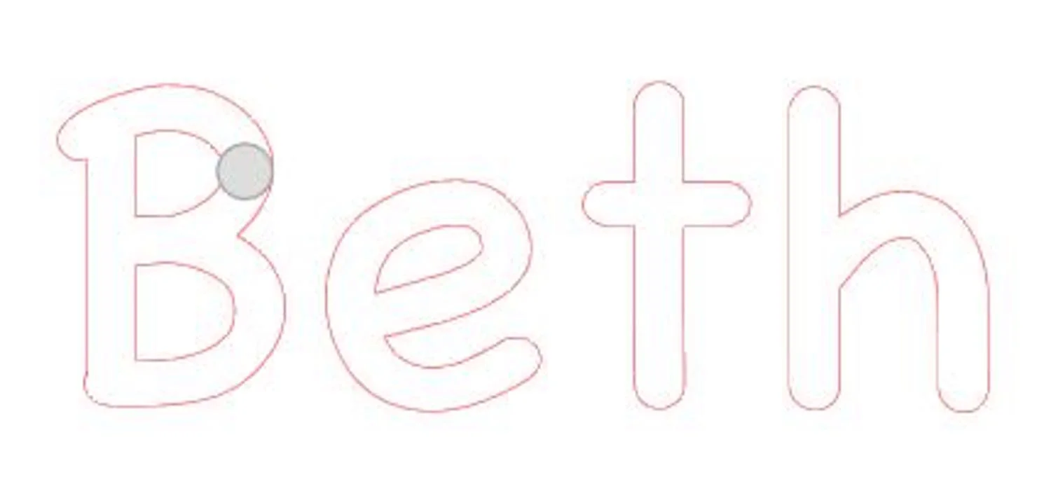 step 1 - Choose a type font and create the name in the size you want. Keep in mind the thickness of the letters should be close in size to the width of the rhinestones you will be using.