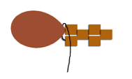 step 3 - Bring forward the thread to wrap it around the base of the bead. Do this twice. Pull the thread snugly. This will provide support for the teardrop beads and prevent them from flopping around.