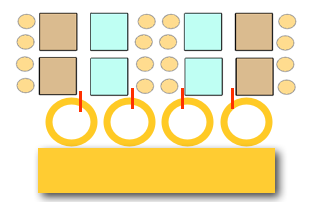 step 11 - This image illustrates how I connected my clasp. After threading through the loops I worked back and forth through the first three rows to reinforce the connection and prevent the weight of the clasp from pulling and vertically separating the bead rows. 