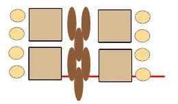 step 9 - Move through the first Twin bead, add another Twin bead, then move through the next Twin bead, the Tila bead and add a seed bead. Continue weaving by repeating steps 3 through 9 until you have the length bracelet to fit your wrist.