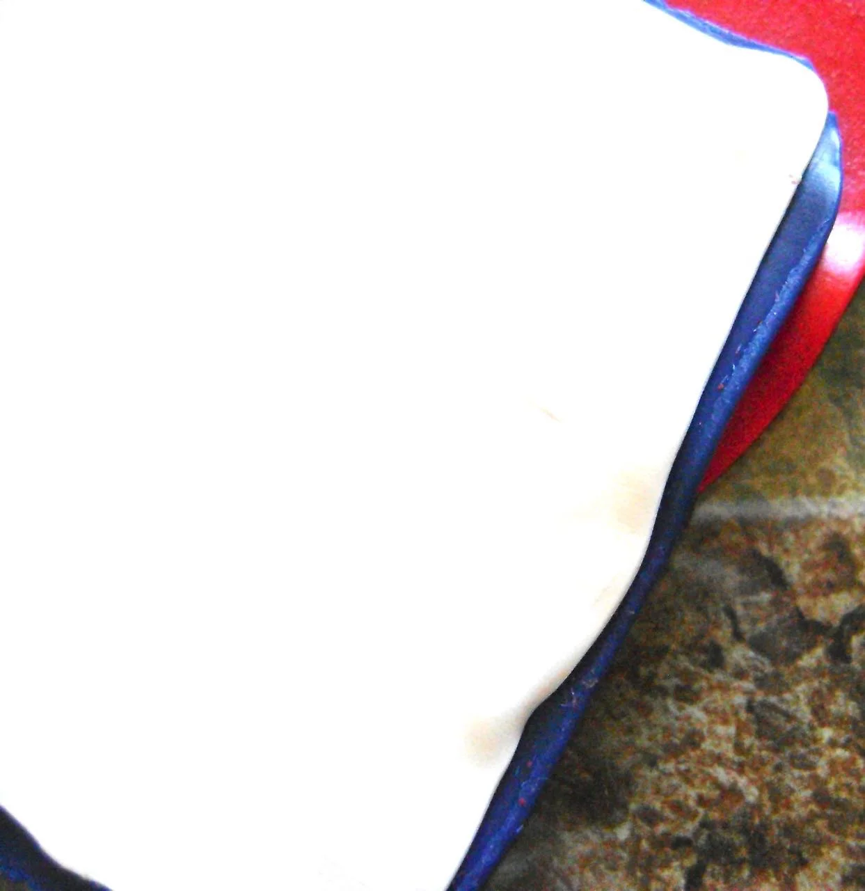 step 1 - With a roller or clay conditioning machine, condition 2 oz. each of glitter red, white and navy blue clay. Roll each to about 1/8” thick.