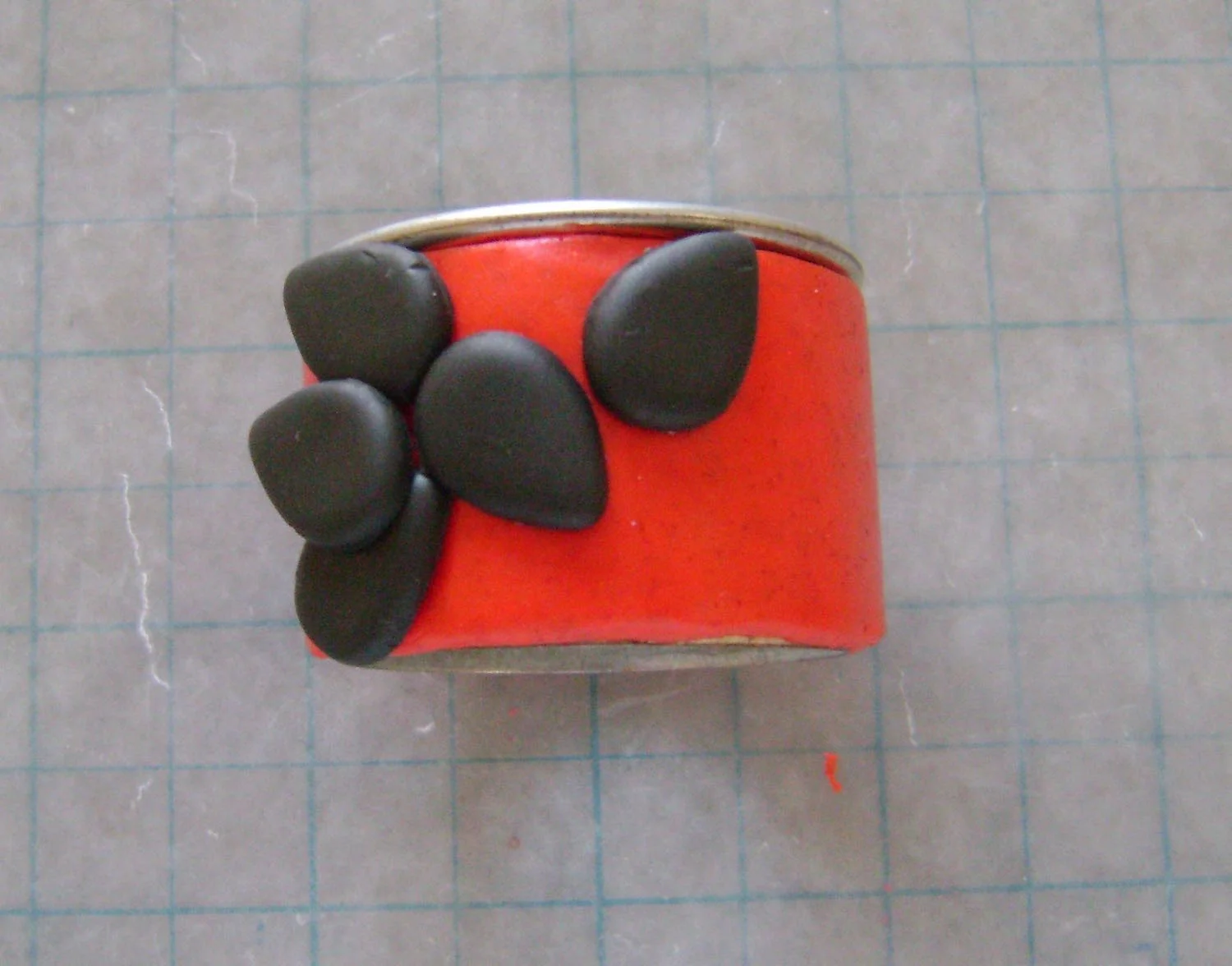 step 3 - Remove the plastic wrap and place the seeds on the clay strip all around thering. Press lightly. Once in place, slide the foil (not pictured here) off the cookie cutter maintaining it’s ring shape.