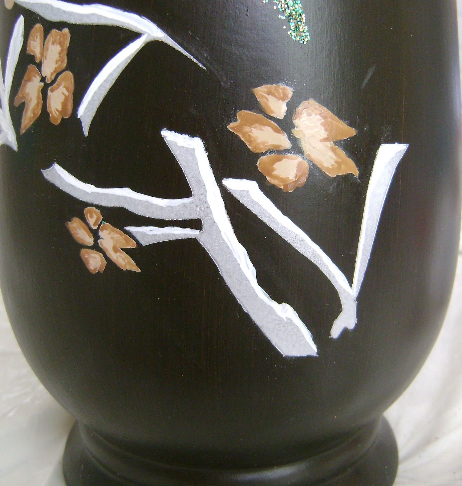 step 12 - Use a brush and White opaque paint to add dimension on the branches by applying it to one edge of each branch.