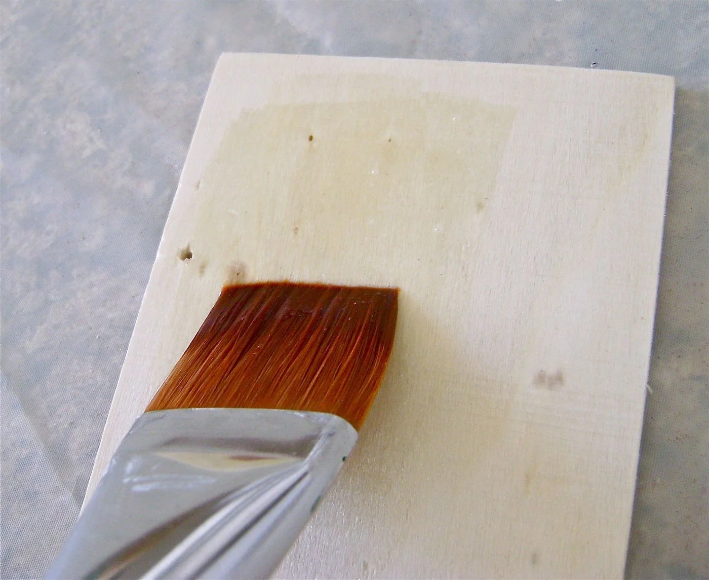 step 2 - With a brush, generously paint the glaze onto the wood piece. Let it dry thoroughly.