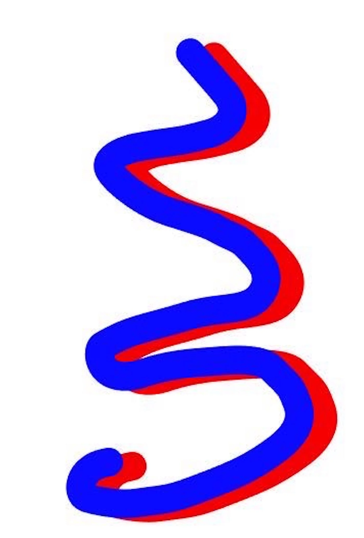 step 14 - The red and blue lines in this image represent the two fabric panels. To connect the two, match the pieces together tucking one into the other. They should lay flat against each other (as pictured) and face the same direction, as though they are one piece of fabric.