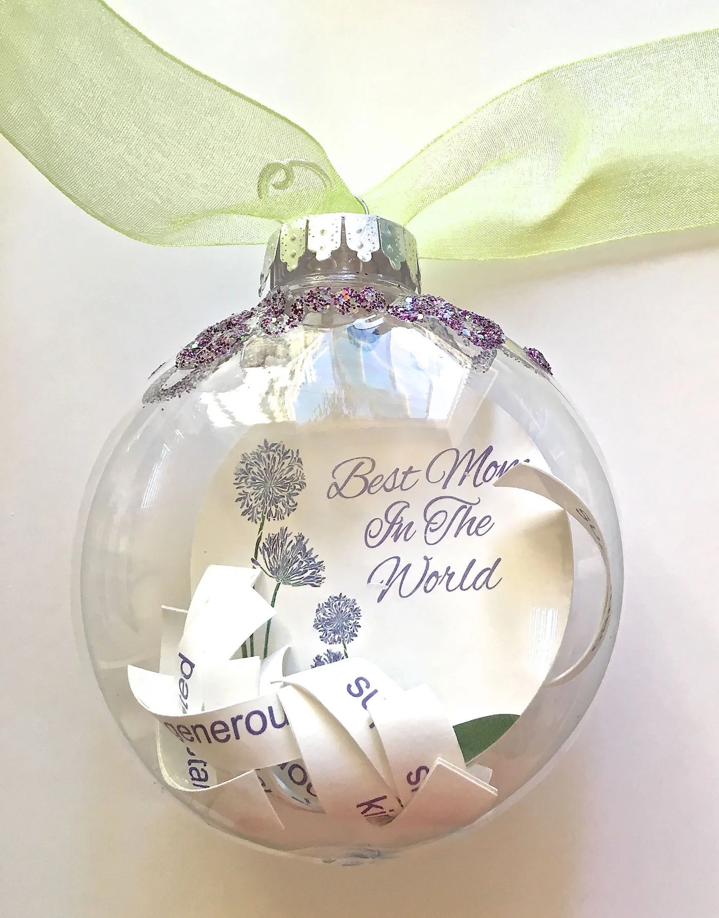 step 9 - Seat the cap securely on the ornament. Attach ribbon to the loop and tie it in a bow.