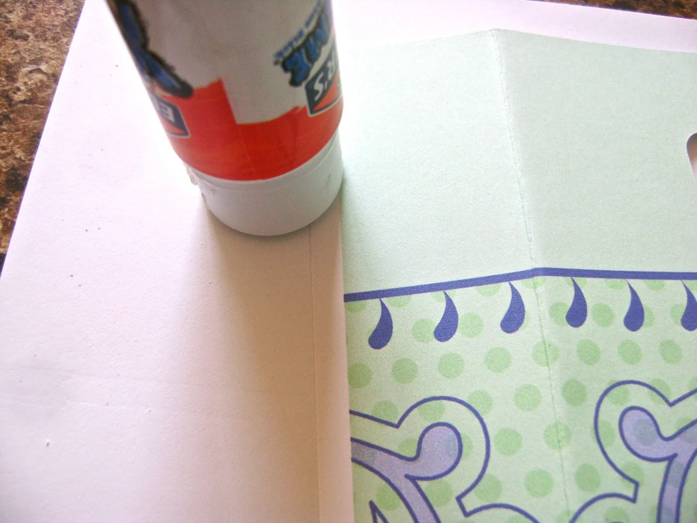 step 11 - Glue together the second side seam for the bag. 