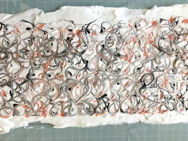 step 8 - How long you mix colors is up to you and how much fabric background you want to be visible. Be aware that doing too much mixing may result in very muddled colors.