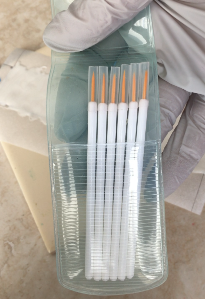 step 3 - You will need tiny brushes for this project. I found mine at my local Daiso store. You will also need a small container of pure alcohol.