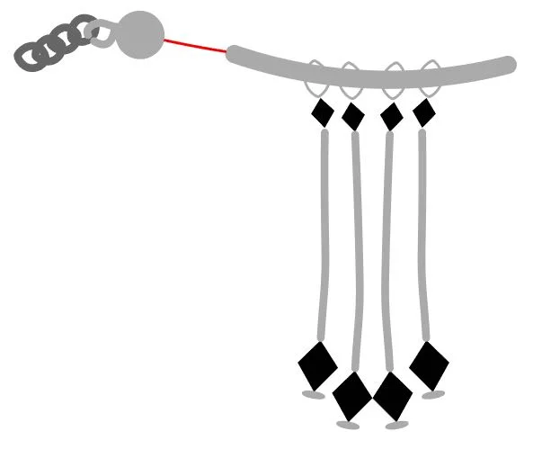 step 8 - Insert the beading cord needle into one side of the horizontal tube.