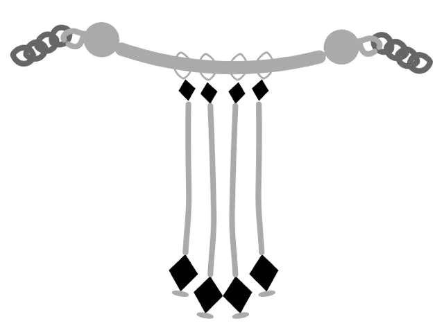 step 10 - Close the clamshell. Attach a 7" length of chain to the clamshell hook and close it with round nose jewelry pliers to create a loop.