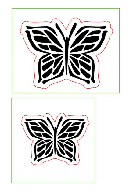 step 1 - Print out the template on card stock. Create the two different size stencils by cutting out the black areas with a craft knife. Cut out the squares on the green line. The blank border around the design will give you an unpainted space to grab when removing the stencil.