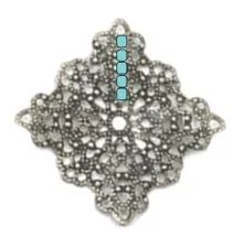step 7 - Continue adding beads and going back through the previous bead until you have a vertical row of five seed beads attached to the metal.
