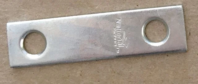 step 2 - A mending brace is simply a flat piece of heavy duty metal with holes in it to accommodate screws. The screws should be no deeper than the depth of the plywood.