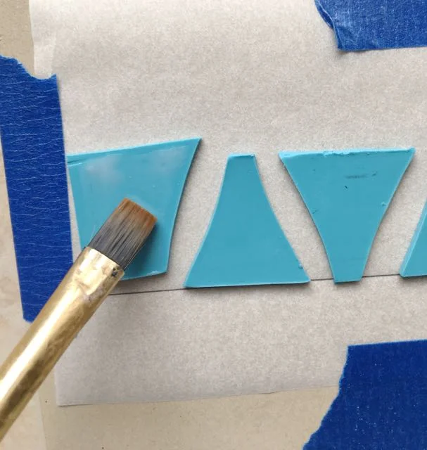step 12 - With a brush, apply Liquid Polymer Clay to the turquoise pieces.