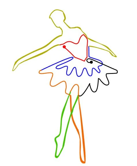 step 2 - Also print out the color coded ballerina. It is deliberately large to help you clearly see how the wire is shaped. Different colors are used so it will be apparent where wires overlap.