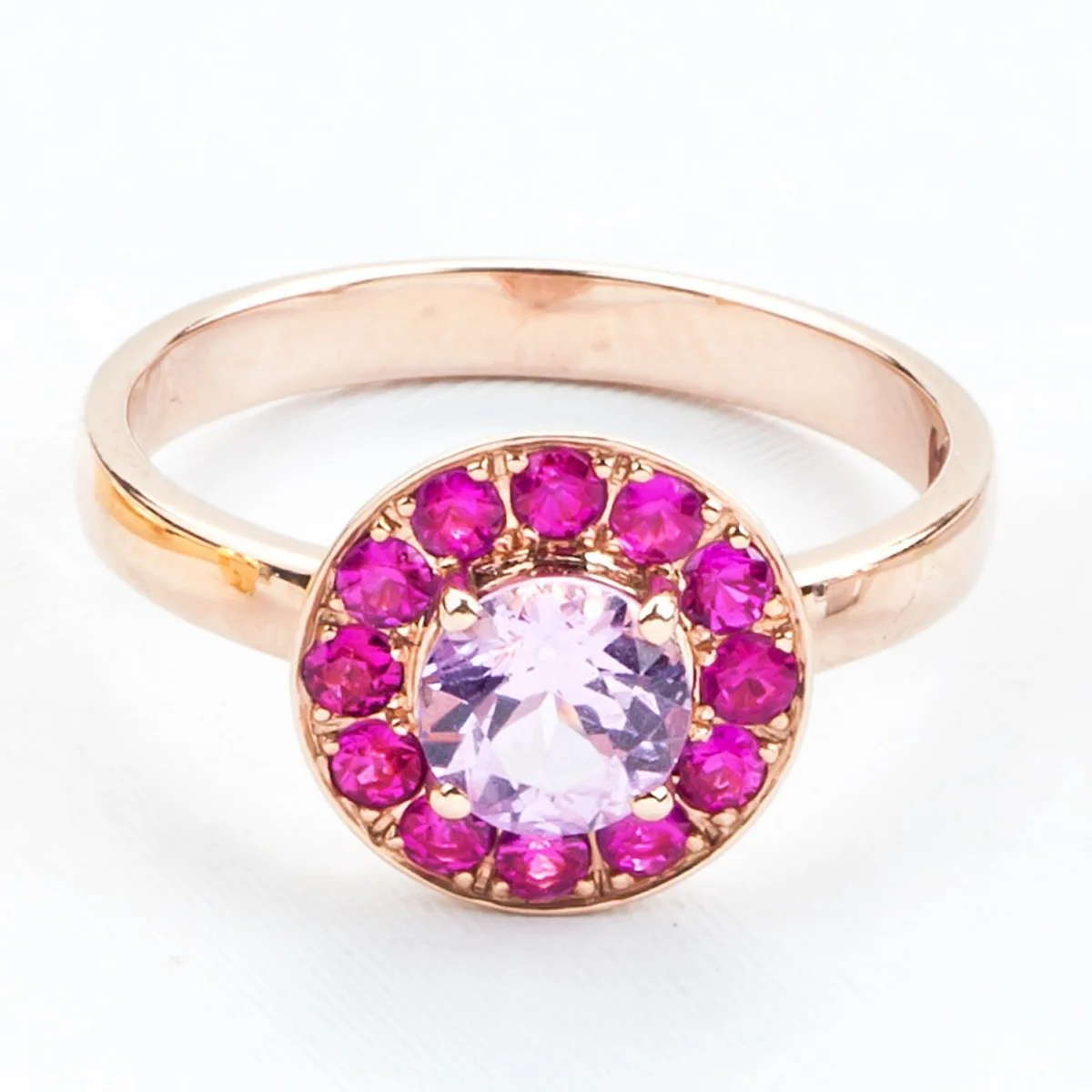 Gold Pink Sapphire and Spinel Ring