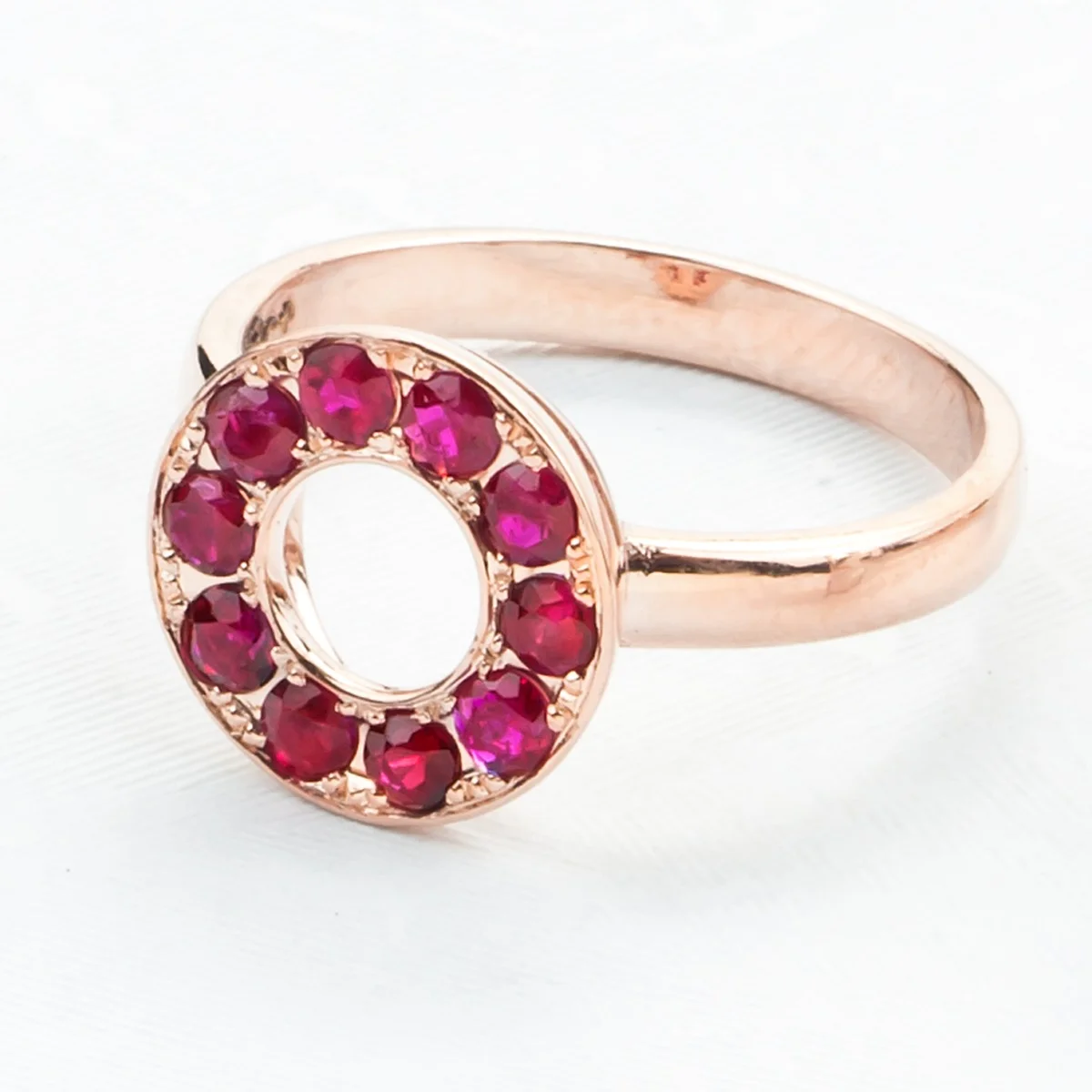 Gold Ruby Halo Ring